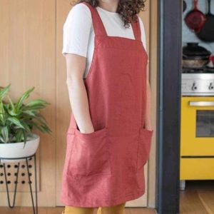 Hedley & Bennett Crossback 100% French Linen Apron in Red